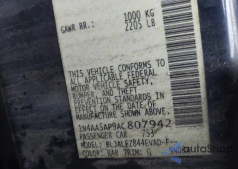 2010 Nissan Maxima 3.5 Sv z USA, uszkodzony, nr VIN 1N4AA5AP9AC807942